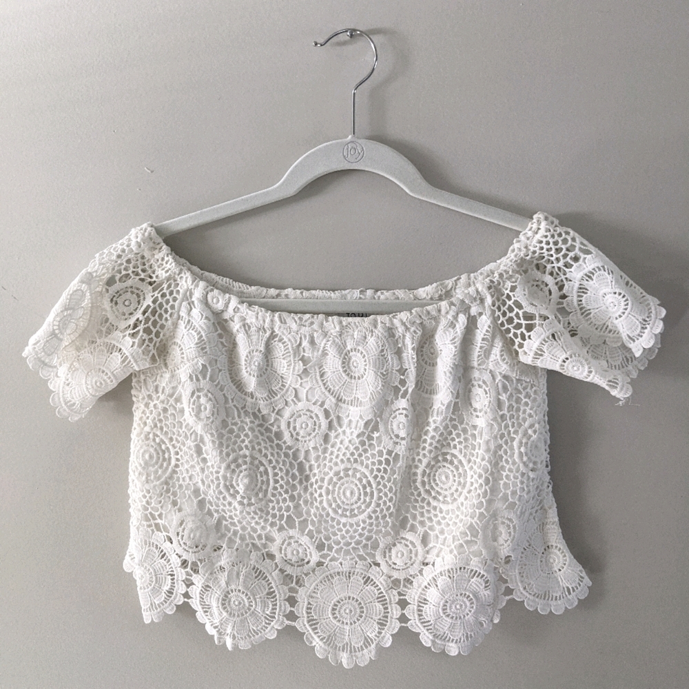 Tobi Crochet Off-the-Shoulder Crop Top